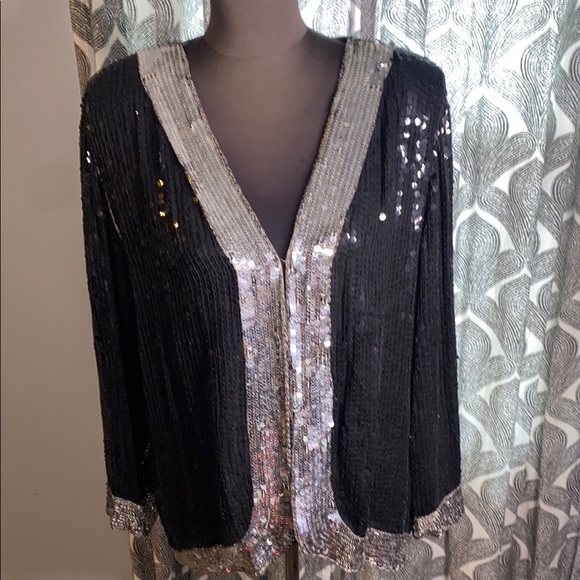 Joseph Le Bon Sequin Embellished Black & Silver Jacket - Picture 1 of 6